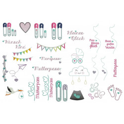 Stickserie - Motive für Mutterpasshüllen & Babygschenke